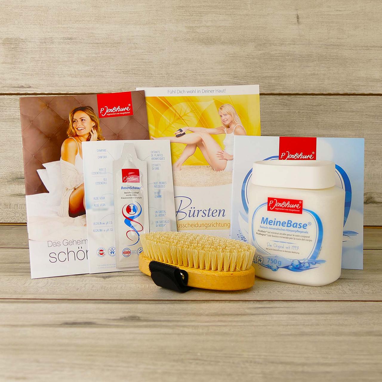 Set: Jentschura Profi-Massagebürste + MeineBase 750g